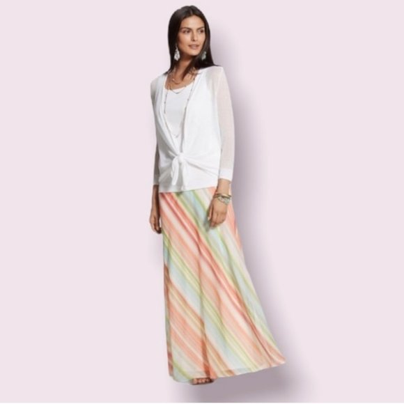CHICO’S Warm Stripe Martha Maxi Skirt NWT - Picture 3 of 7